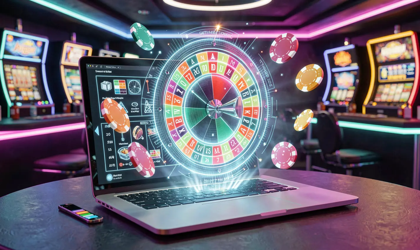 Mesin slot premium sedang beraksi dengan gulungan mengilap dan koin berjatuhan yang menampilkan suasana kasino mendebarkan di RKGG untuk pemain Indonesia RKGG – Rasakan sensasi roulette langsung di Indonesia